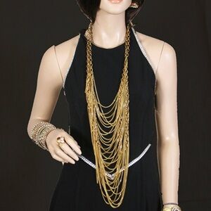 NEW Vintage Long Elegant Gold Layered Necklace Body Chain Jewelry Bohemian Hippy
